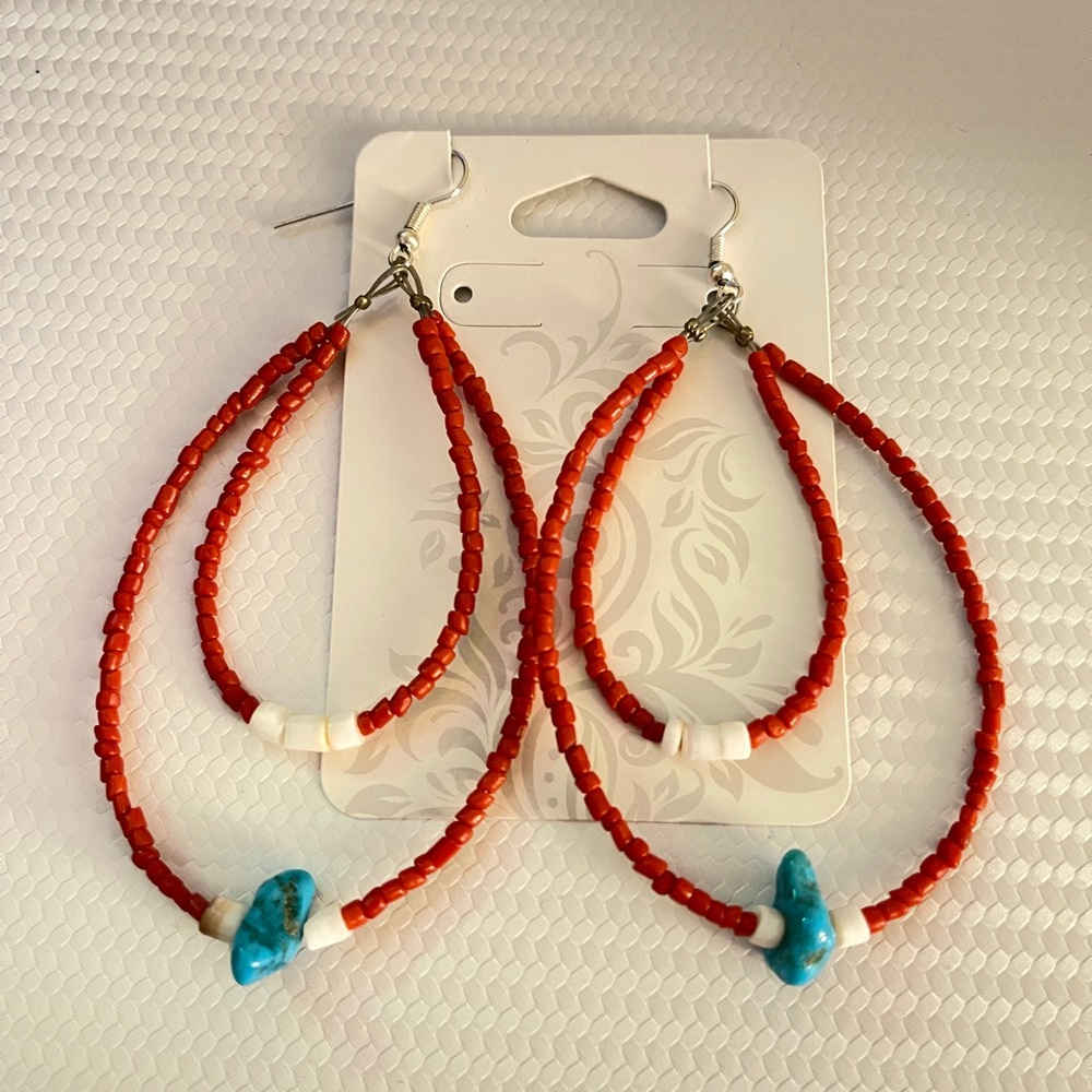 Coral and turquoise earrings